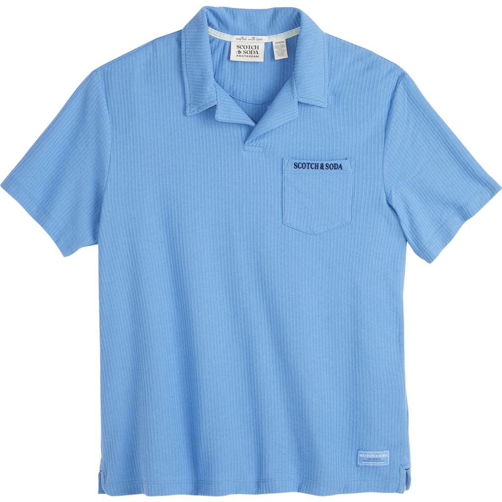 Scotch & Soda Johnny Collar Pocket Polo In Blue