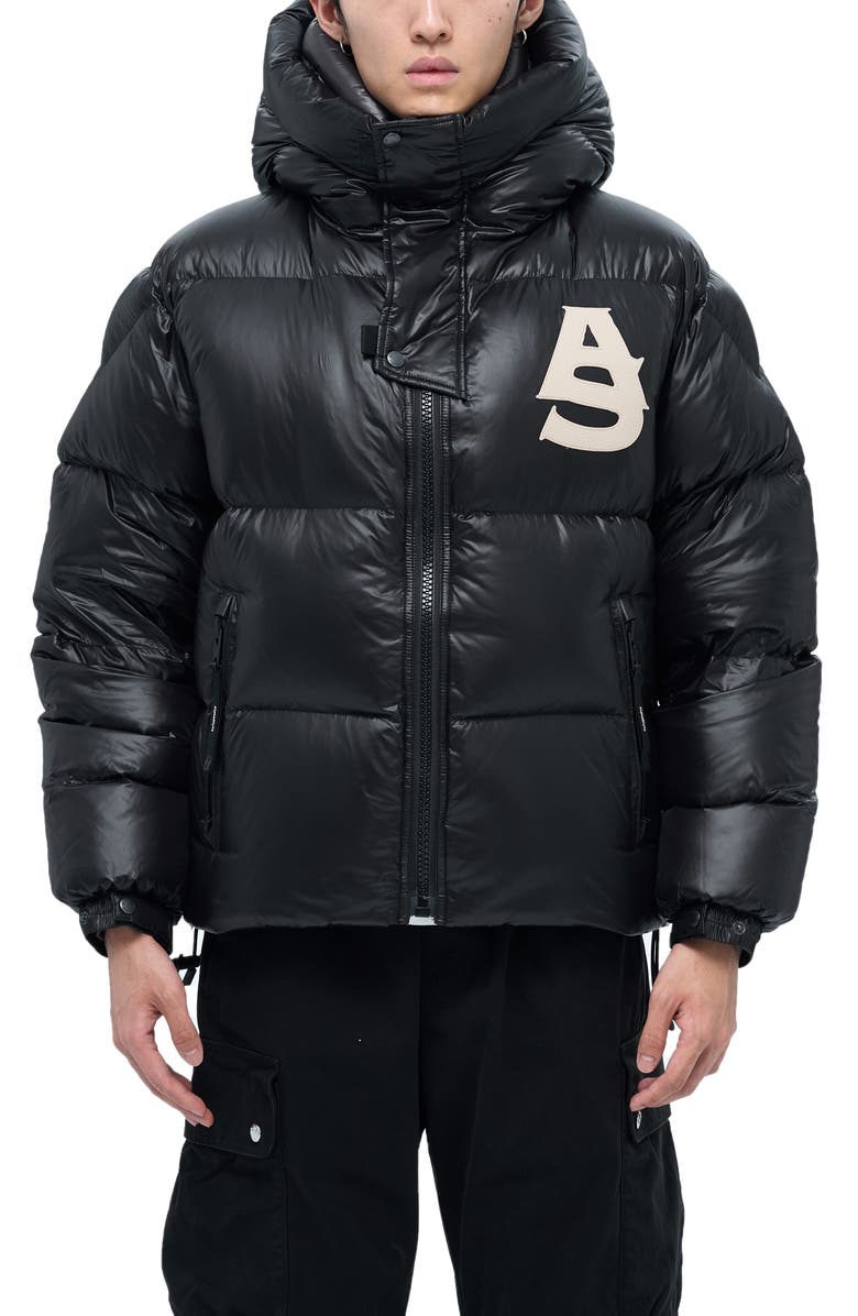 AlphaStyle Kudu Hooded Puffer Down Jacket, Alternate, color, Black