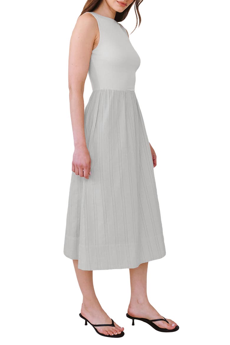 Mixed Media Sleeveless Midi Dress, Alternate, color, MINTED SAGE