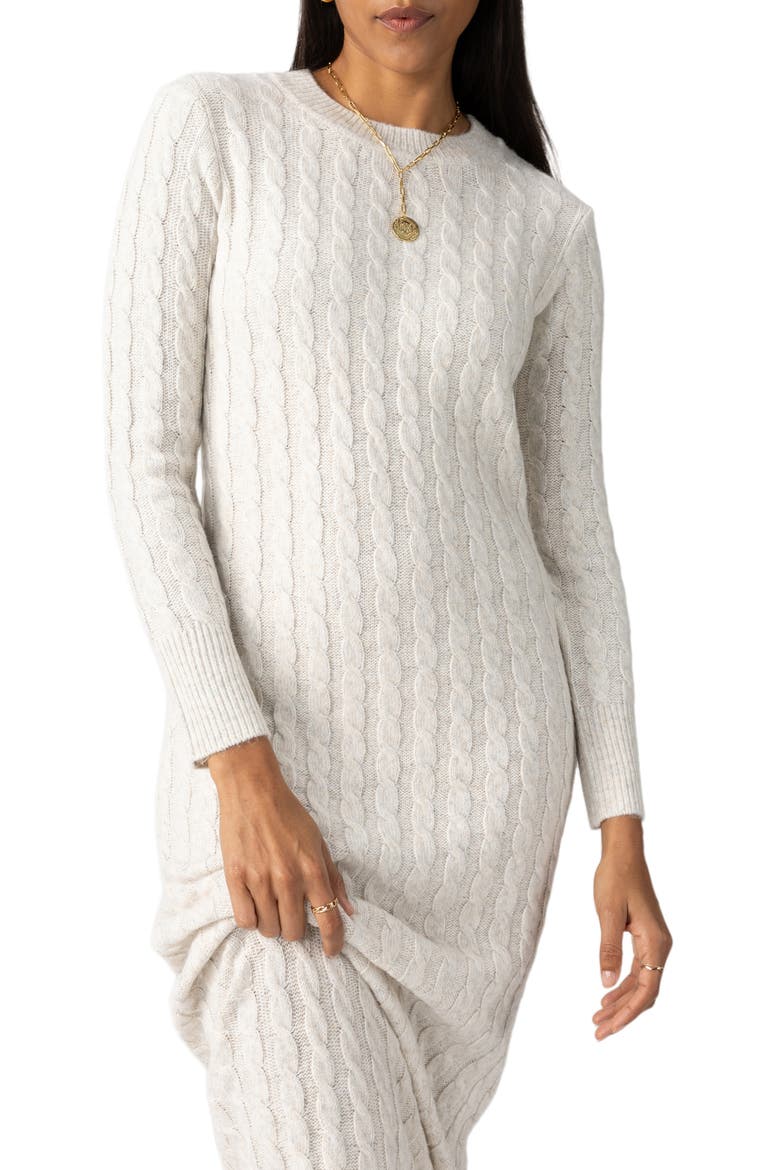 Cable Long Sleeve Sweater Dress, Alternate, color, HEATHER CH