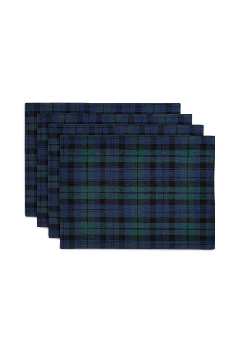 Linen Placemats Set of 4, 14 x 19" - Blackwatch Plaid, Main, color, Blue and Green