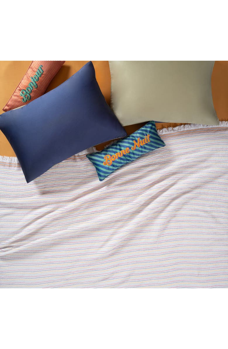 Zsa Zsa Zsu Faro Yarn Dyed Fringed King Size 100% Cotton Pique 94X87 In, Alternate, color, Ivory