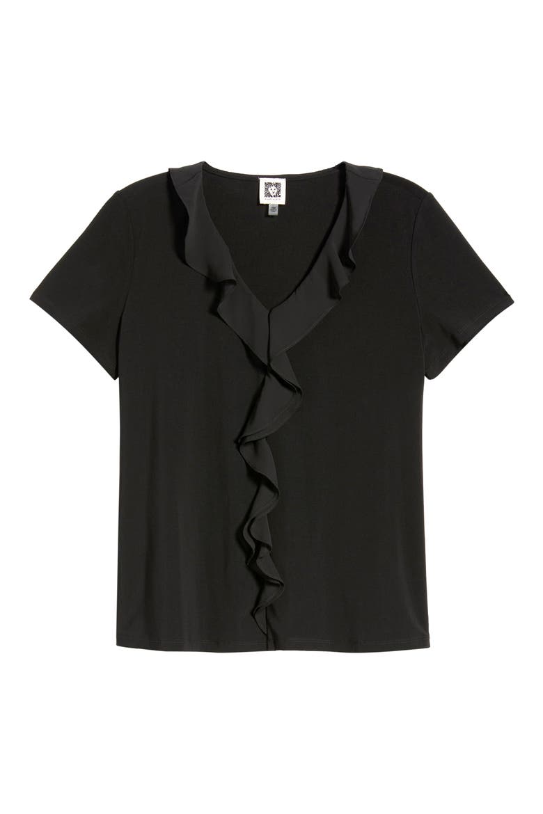 Cascade Ruffle Front Top, Alternate, color, ANNE BLACK