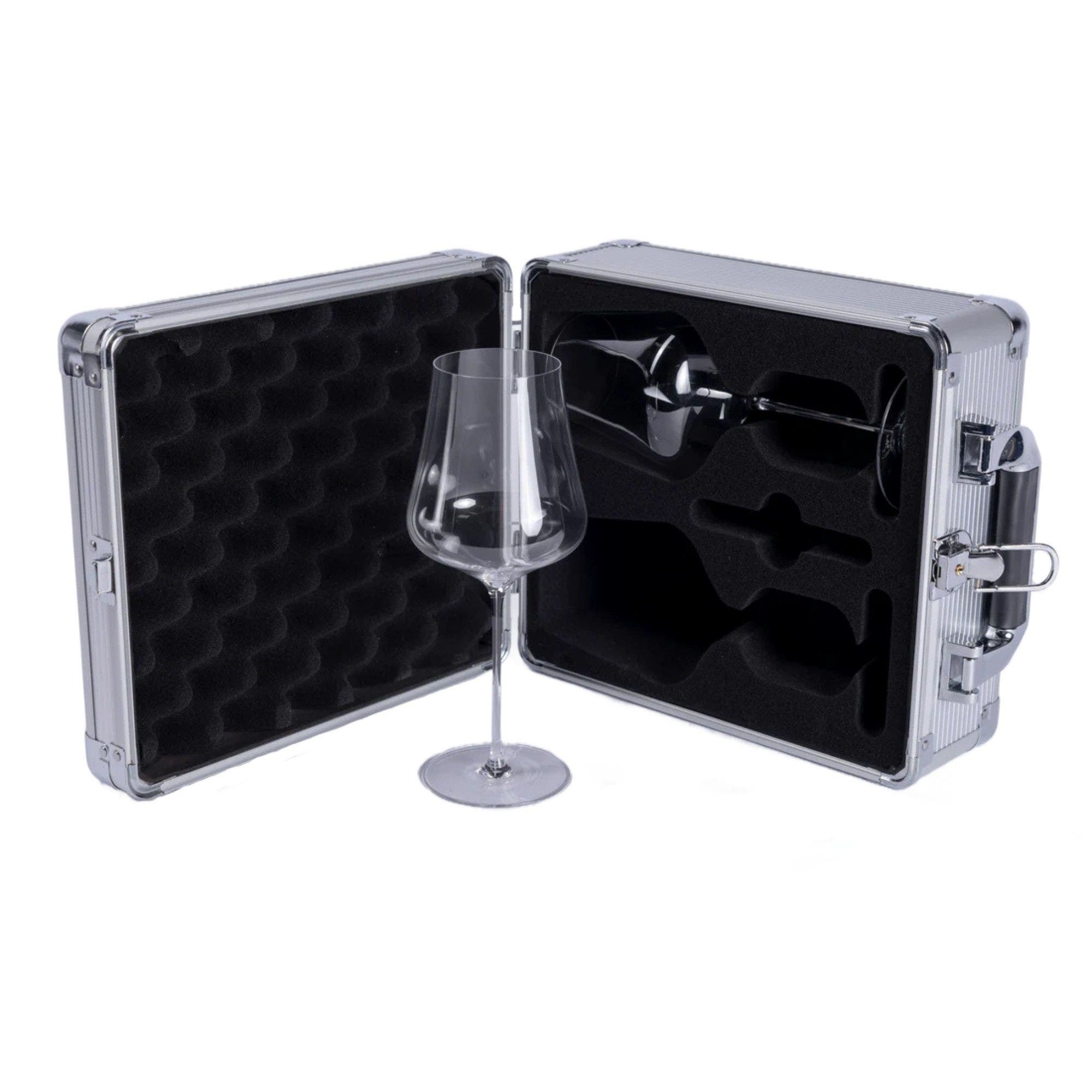 VinGardeValise VinGlas 2-Stem Wine Glass Case, Main, color, Silver