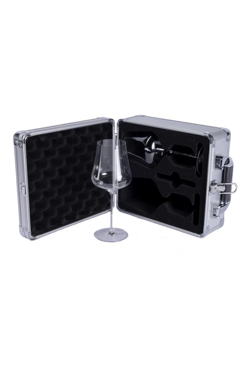 VinGlas 2-Stem Wine Glass Case, Main, color, Silver