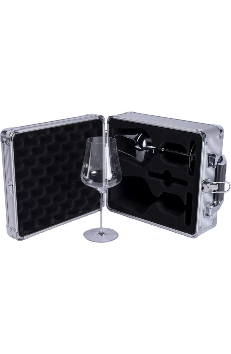 VinGardeValise VinGlas 2-Stem Wine Glass Case, Main, color, Silver
