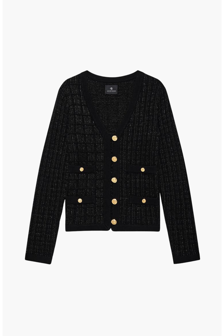 Tessa Tweed Cardigan, Alternate, color, Black