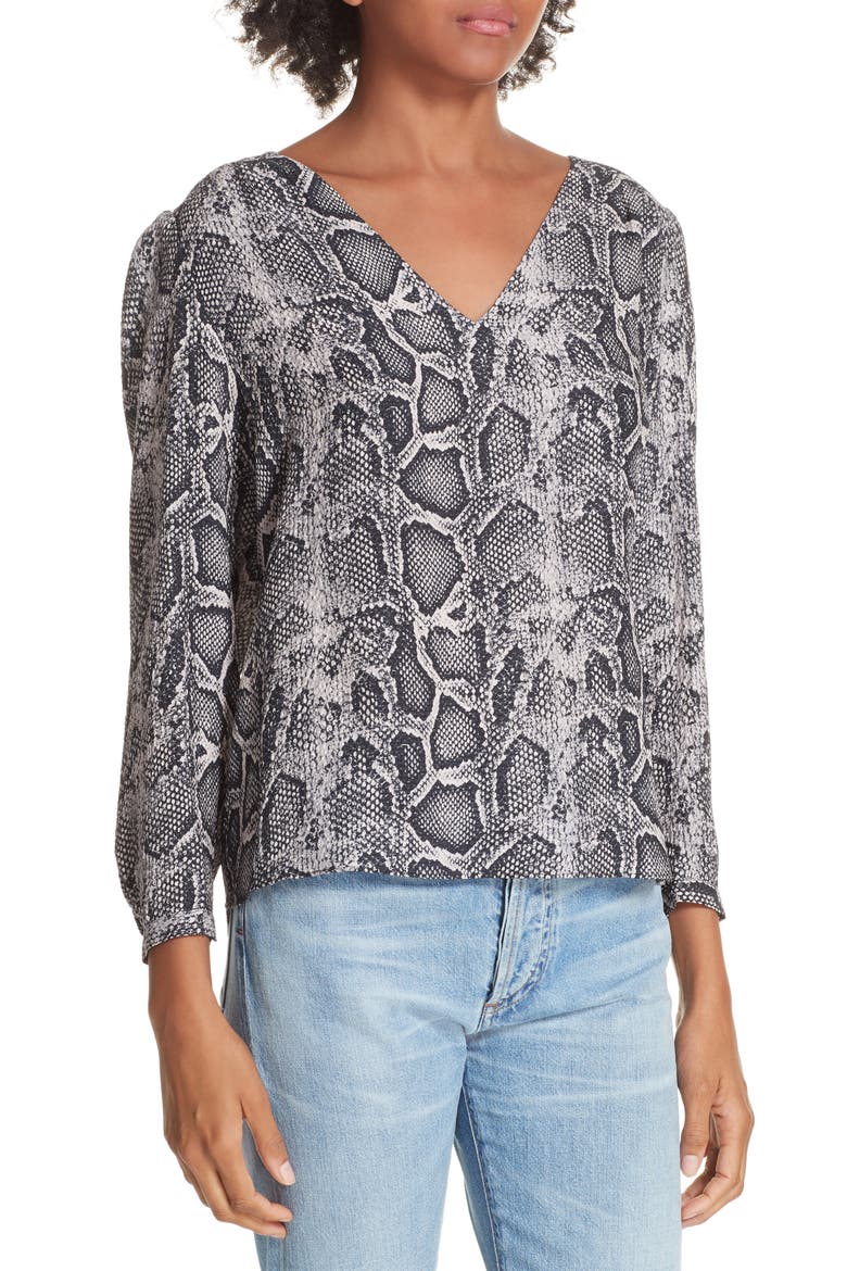 Snake Print Top, Alternate, color, WASHED BLACK COMBO