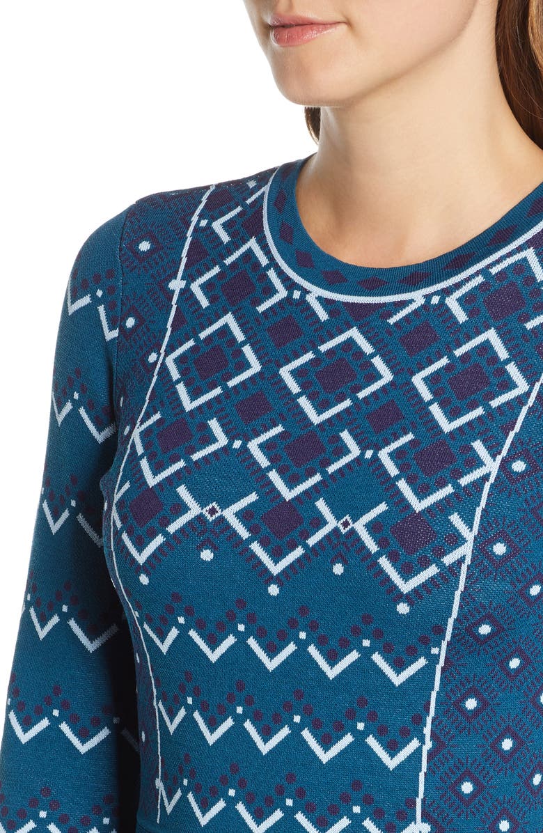 Eliza J Fit & Flare Long Sleeve Sweater Dress, Alternate, color, 