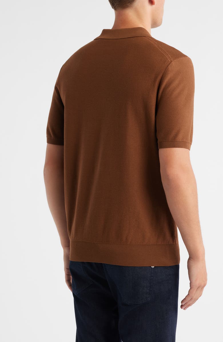 BOSS Imartino Piqué Zip Polo, Alternate, color, Medium Brown