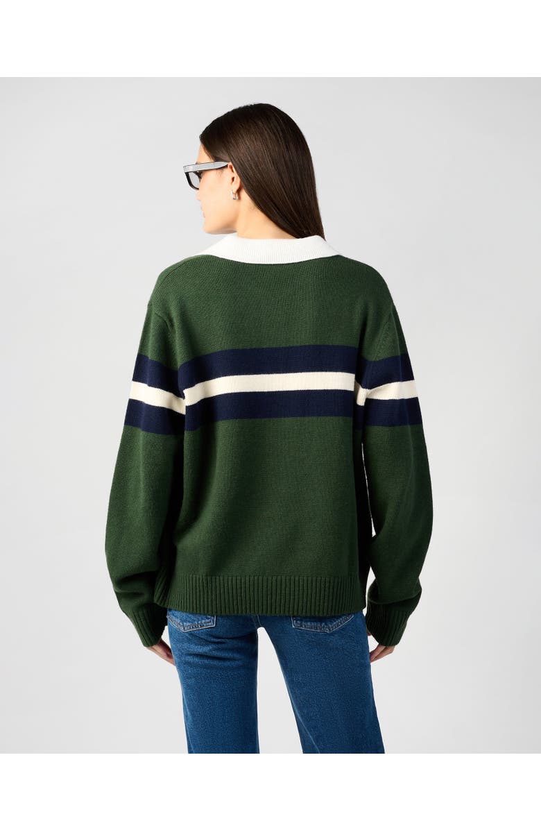 WeWoreWhat Knitted Rugby Shirt, Alternate, color, Forest Gr/Navy