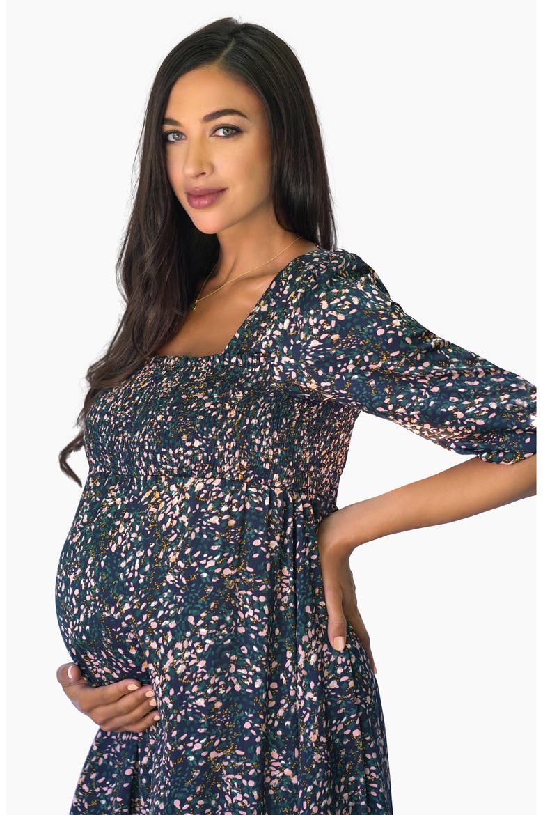 Ingrid & Isabel® Smocked Square Neck Maternity Dress, Alternate, color, ABSTRACT DITSY