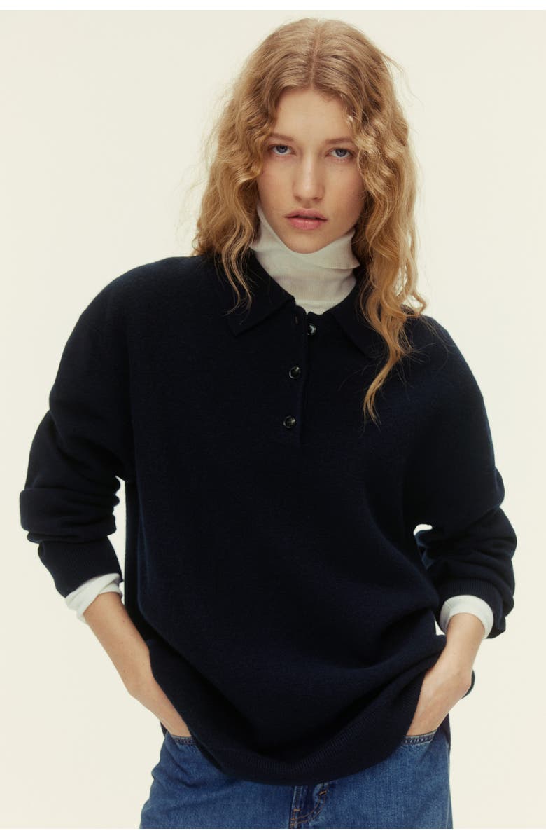 H&M Wool polo sweater, Main, color, Navy Blue