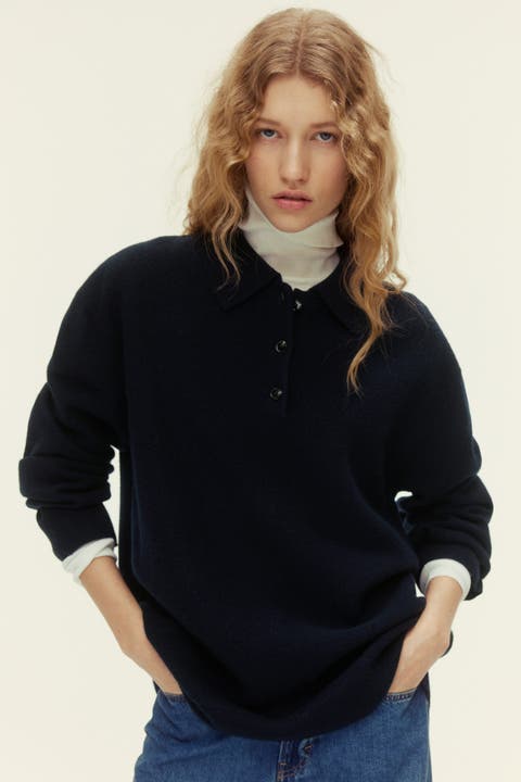Wool polo sweater