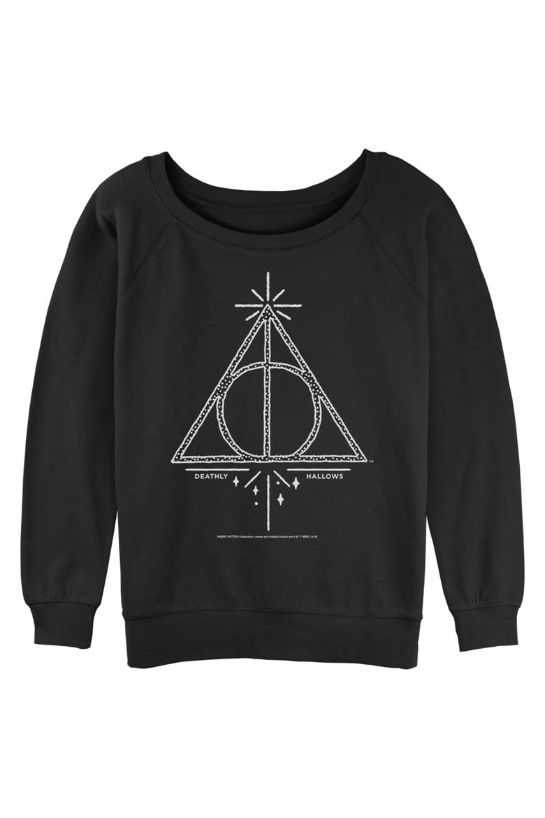 Junior's Harry Potter Deathly Hallows Symbol  Sweatshirt, Main, color, Black