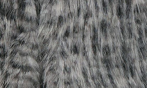 Nina Leonard Leopard Print Faux Fur Vest In Gray