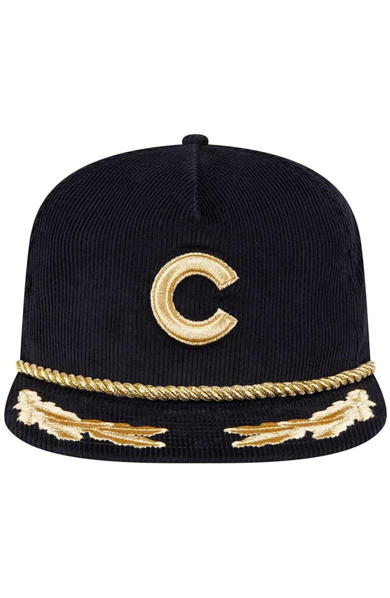New Era Men's New Era Black Chicago Cubs Corduroy Filigree Golfer Adjustable Hat, Alternate, color, Black