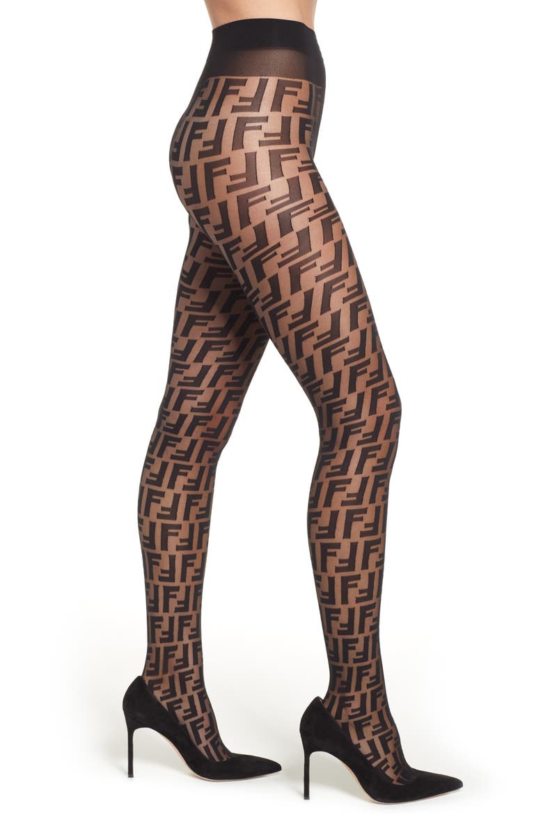 Double F Logo Tights, Main, color, BLACK