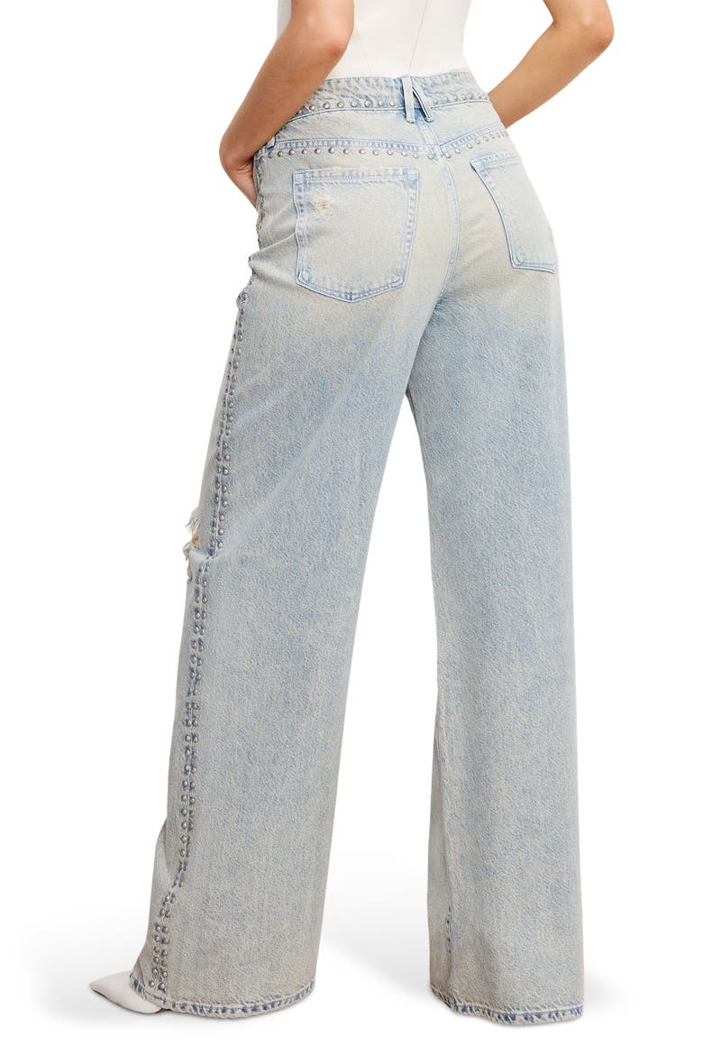Good Standard Ease Studded High Waist Wide Leg Jeans, Alternate, color, INDIGO784
