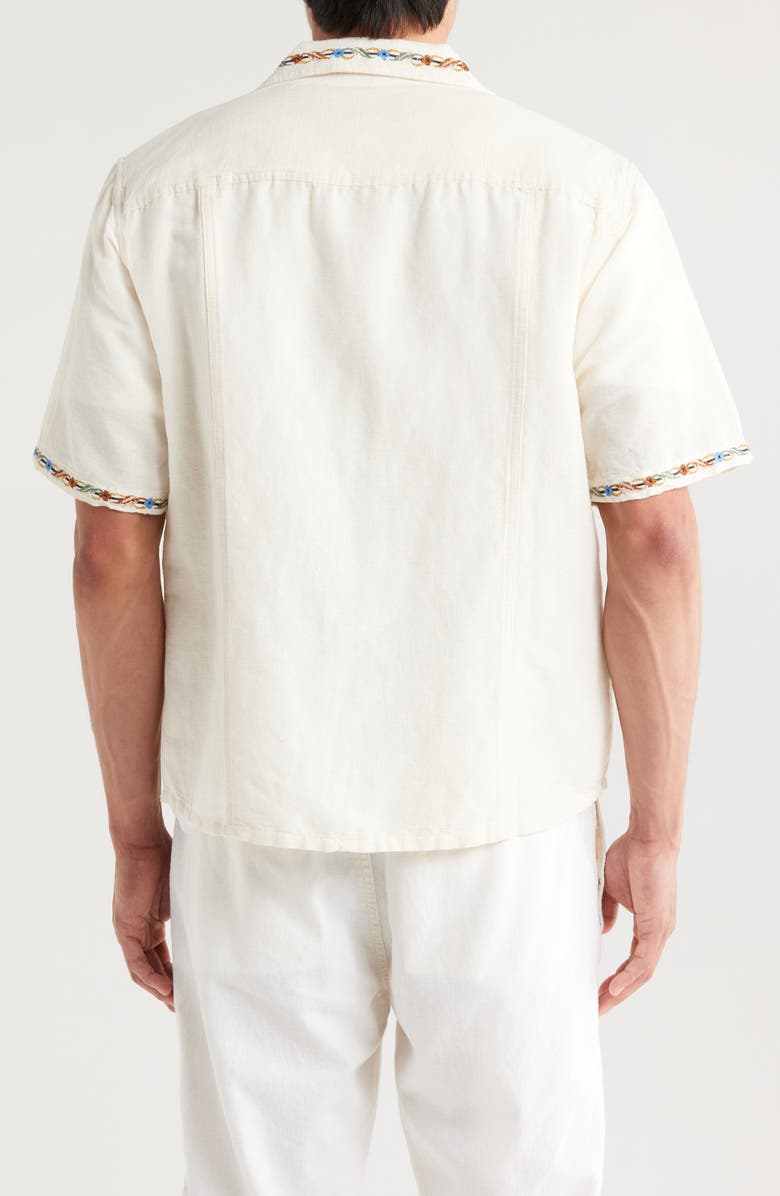 Corridor Rose Chain Embroidered Linen & Cotton Camp Shirt, Alternate, color, 