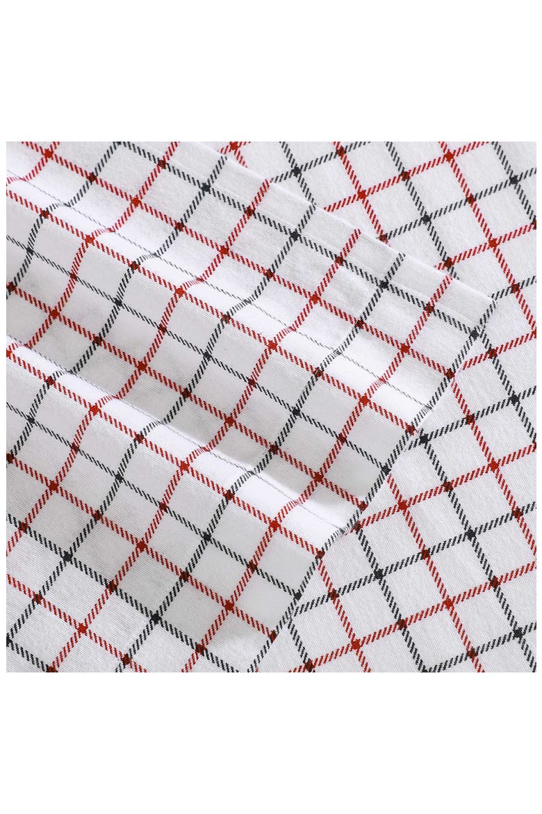 Tompkins Windowpane Cotton Flannel Sheet Set, Alternate, color, WHITE/ MEDIUM RED/ NAVY BLUE