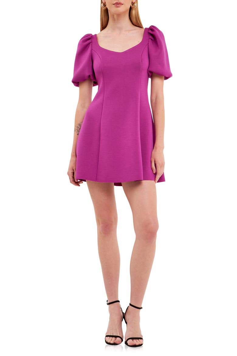 Puff Sleeve Minidress, Main, color, ORCHID