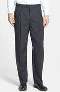 Berle Self Sizer Waist Plain Weave Pleated Washable Trousers