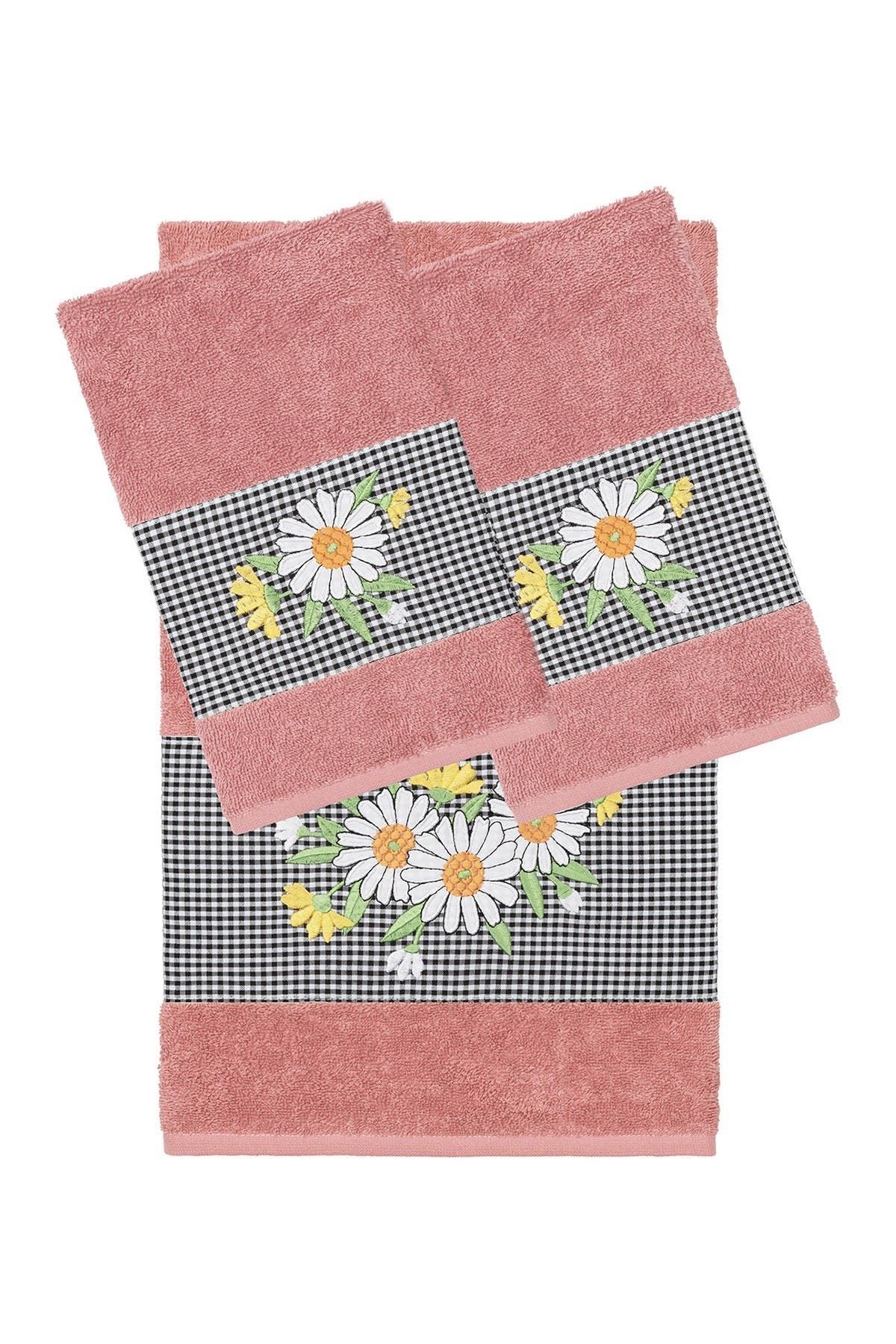 Linum Home Textiles Daisy 3-Piece Embellished Towel - Tea Rose ...