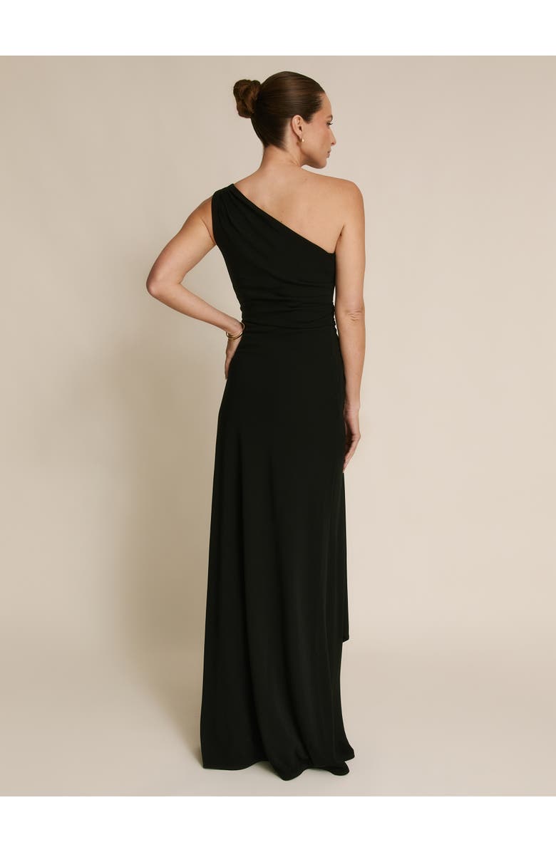 Six Stories One Shoulder Drape Stretch Bridesmaid, Alternate, color, Black