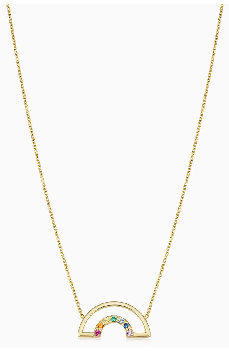 Oradina 14K Yellow Gold Double Rainbow Necklace, Main, color, Yellow Gold