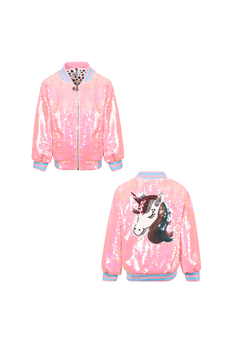 Pretty in Pink Unicorn Sequin Bomber, Main, color, Pink