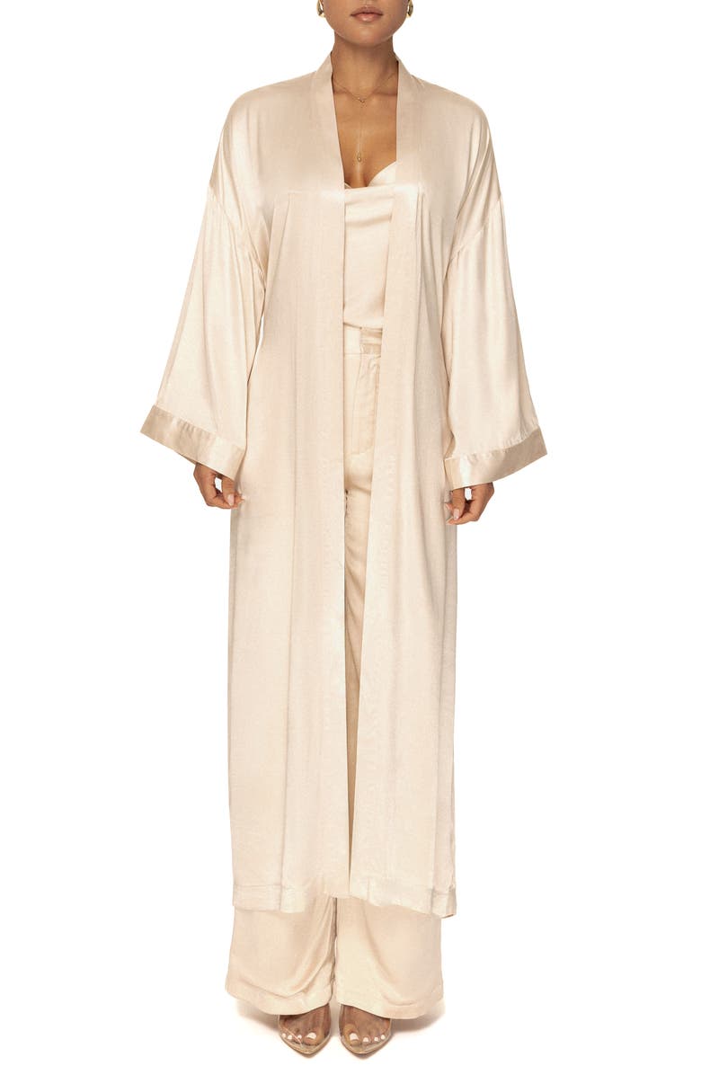 JLUXLABEL Forever & Always Satin Robe, Main, color, Beige