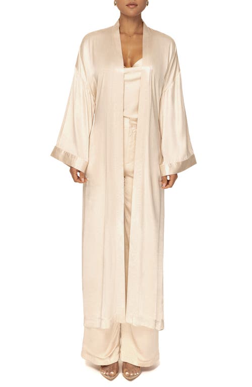 Jluxlabel Forever & Always Satin Robe In Beige
