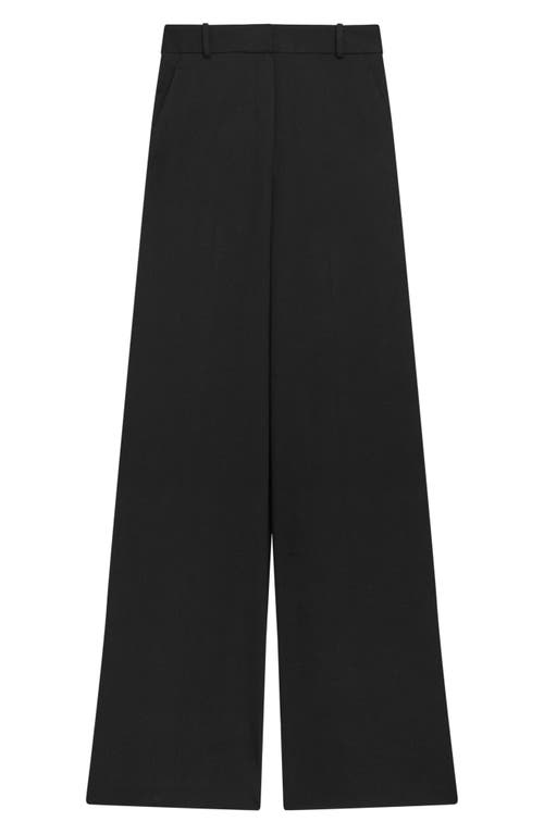 Theory High Waist Double Knit Wide Leg Pants In Black