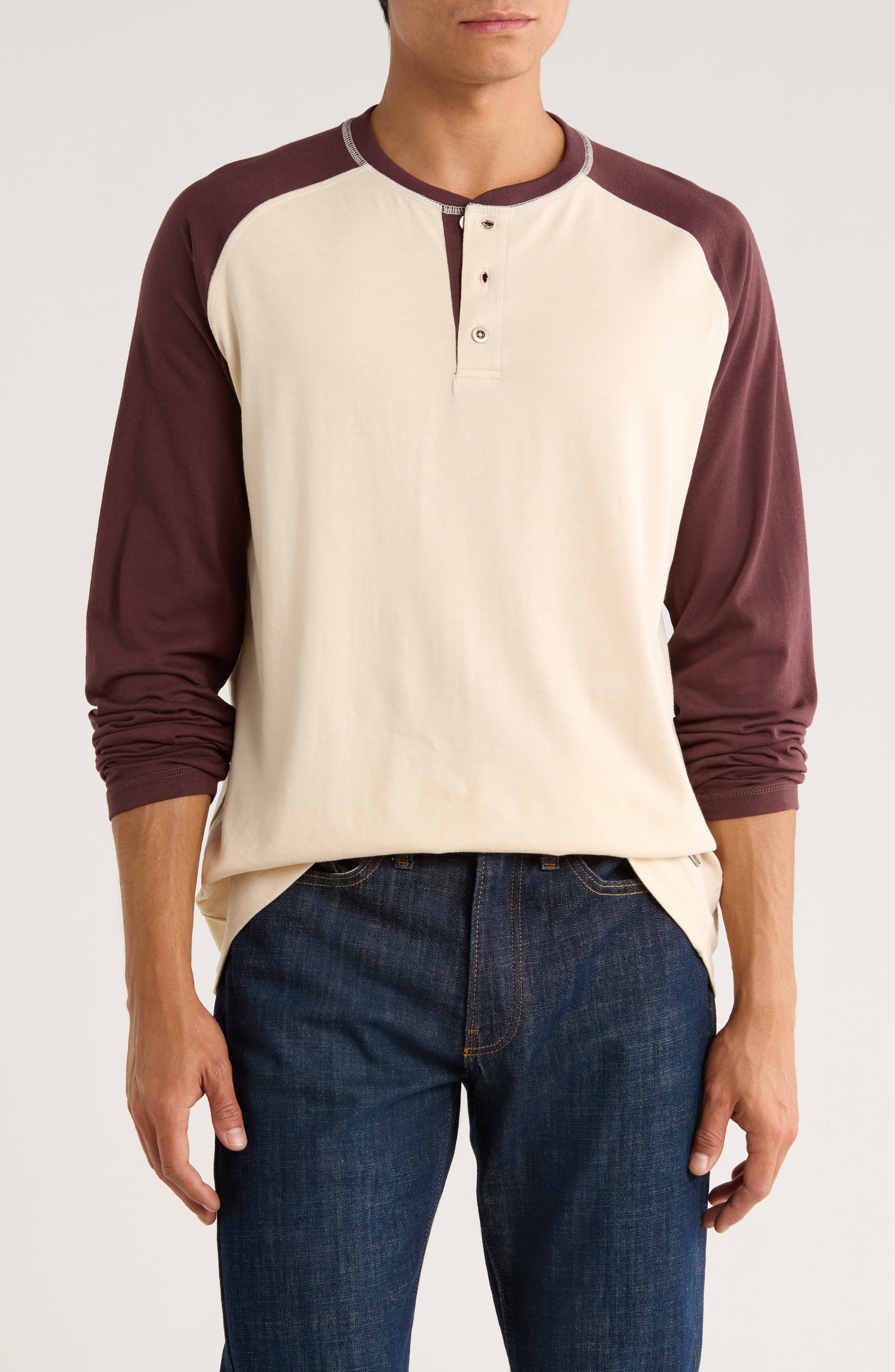 Heathered Long Sleeve Henley T-Shirt - image 3