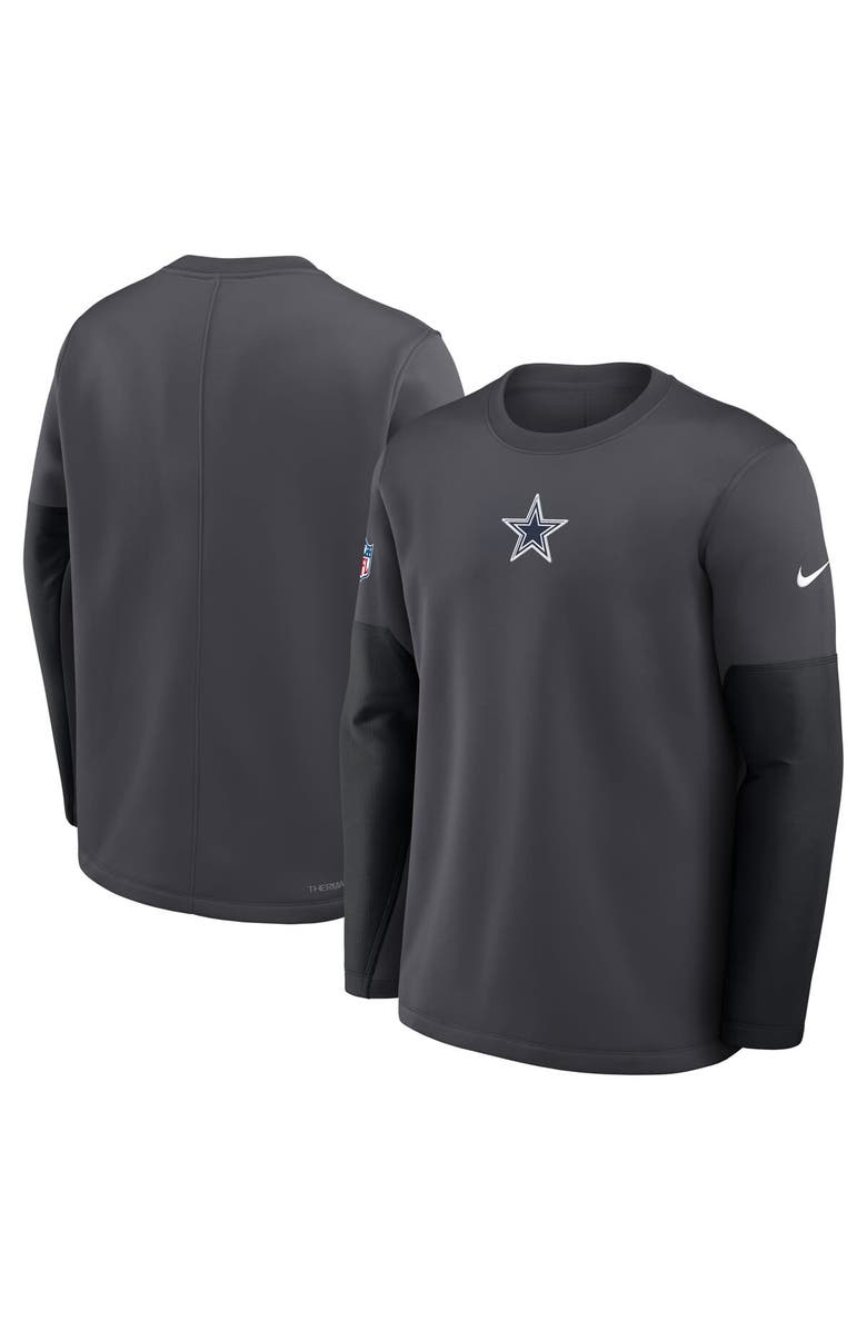 Nike Men's Nike Anthracite Dallas Cowboys Sideline Coach Therma-FIT Long Sleeve T-Shirt, Main, color, Anthracite