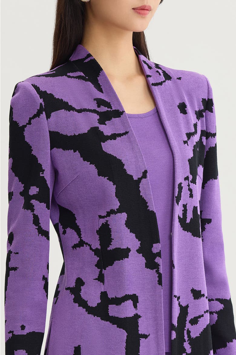 Abstract Jacquard Knit Jacket, Alternate, color, Sunset Purple/Black