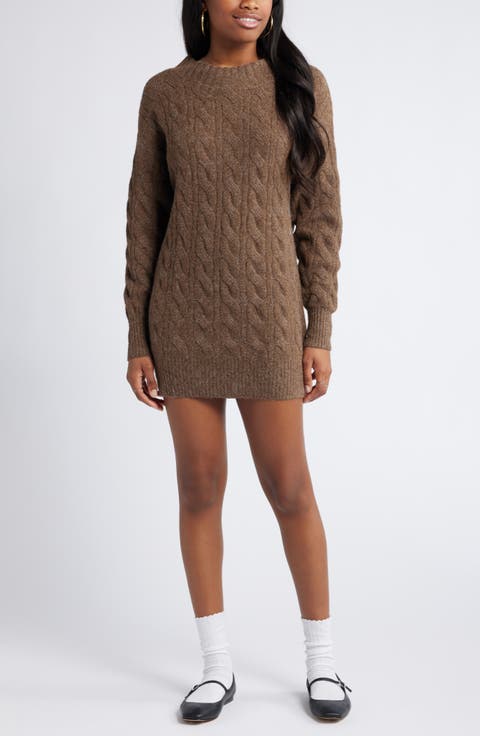 Cable Long Sleeve Sweater Dress