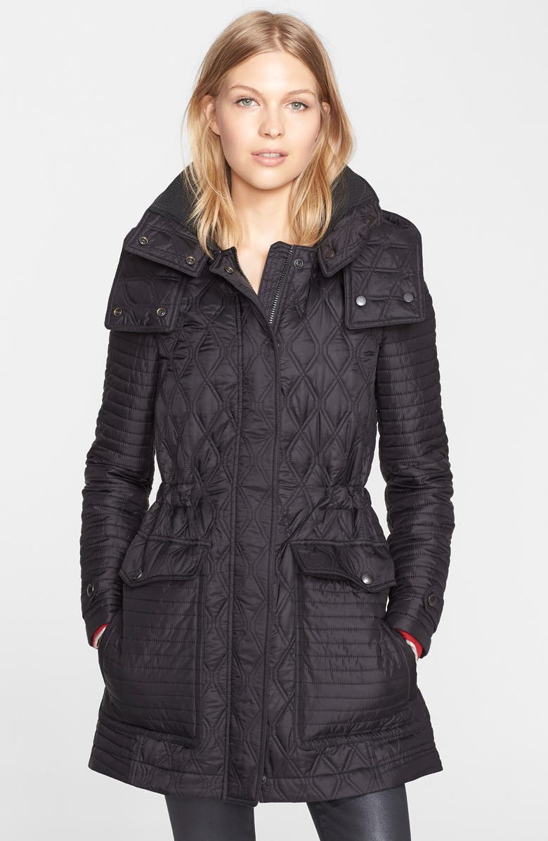 Burberry Brit 'Bosdale' Quilted Coat with Detachable Hood, Main, color, 