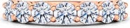 HauteCarat Half Round Cut Lab Grown Diamond 18K Gold Eternity Band Ring