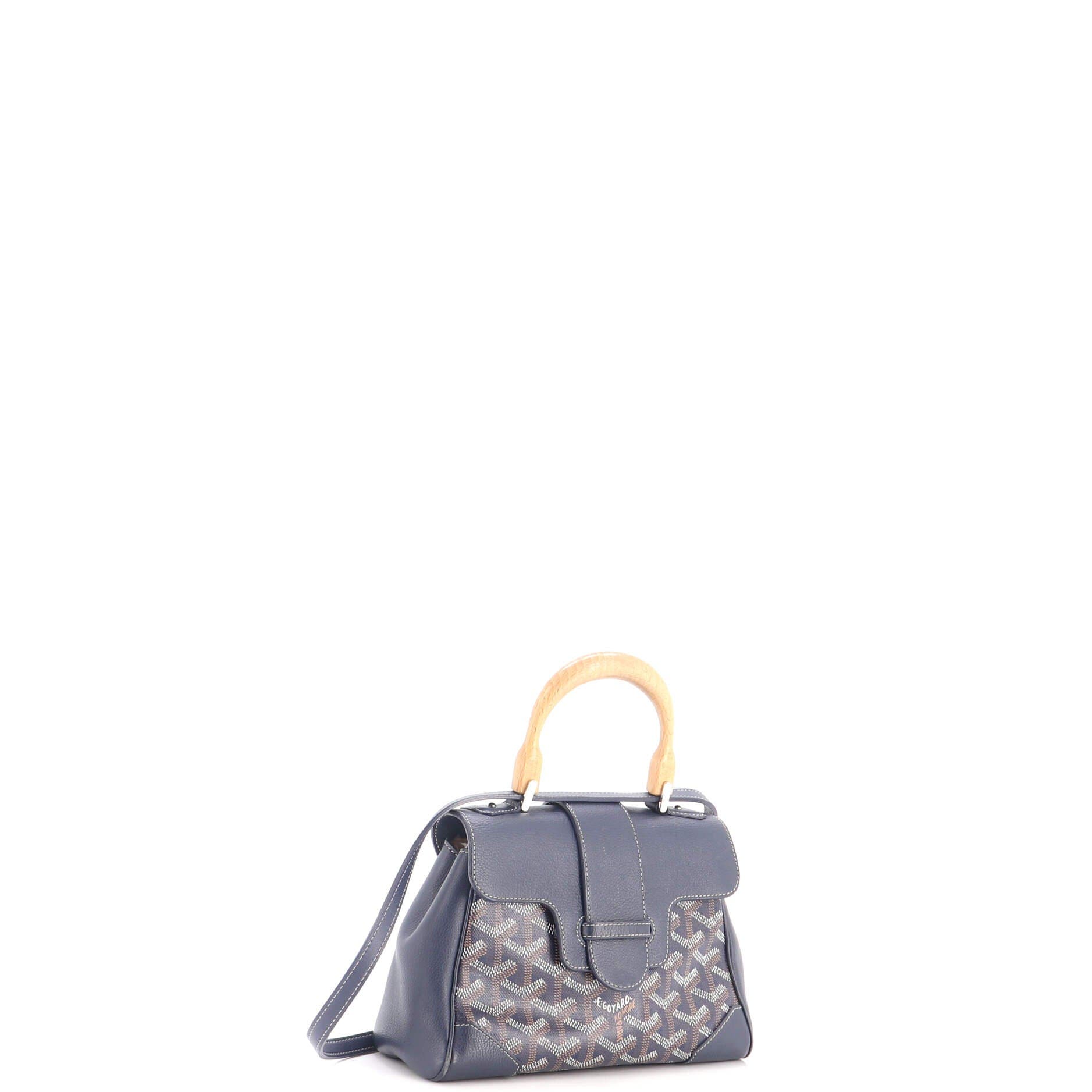 Saigon Top Handle Bag Coated Canvas with Leather Mini, Alternate, color, Blue