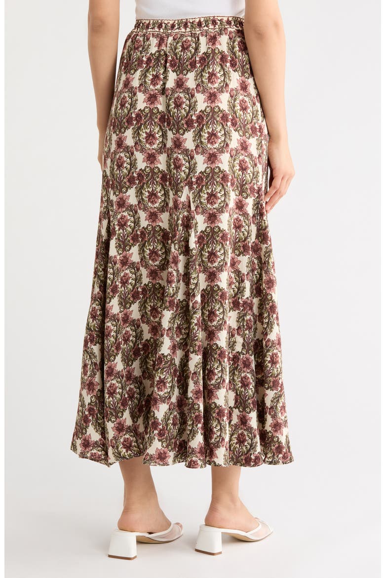 Godet Georgette Skirt, Alternate, color, ECRU/MAUVE BAROQUE FLORAL