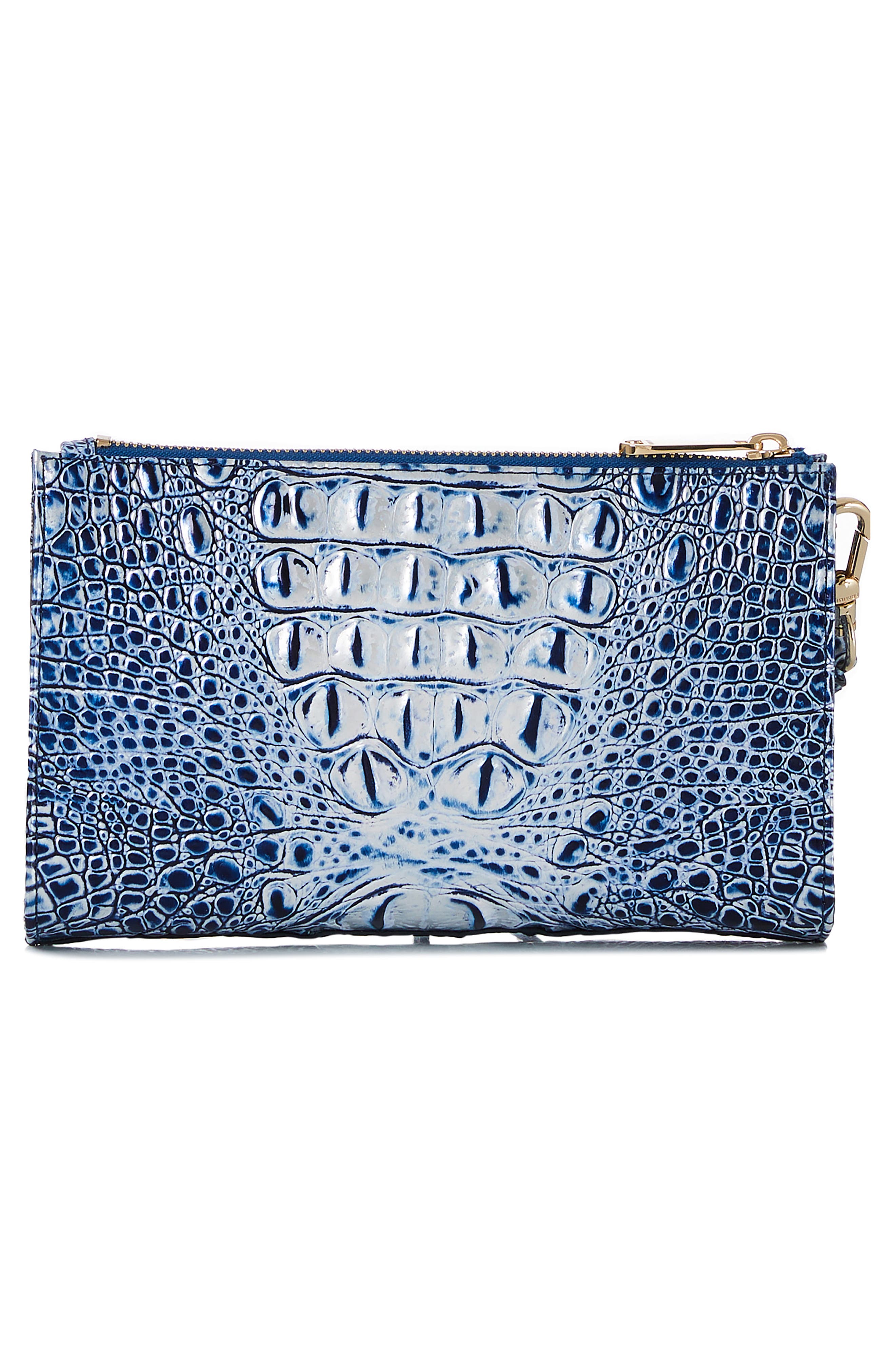 Brahmin Daisy Croc Embossed Leather Wristlet, Alternate, color, 