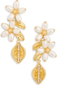 EYE CANDY LOS ANGELES Kleo Faux Pearl Flower Drop Earrings