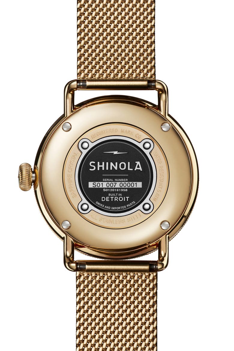 The Canfield Mesh Strap Watch, 38mm, Alternate, color, GOLD/ WHITE/ GOLD