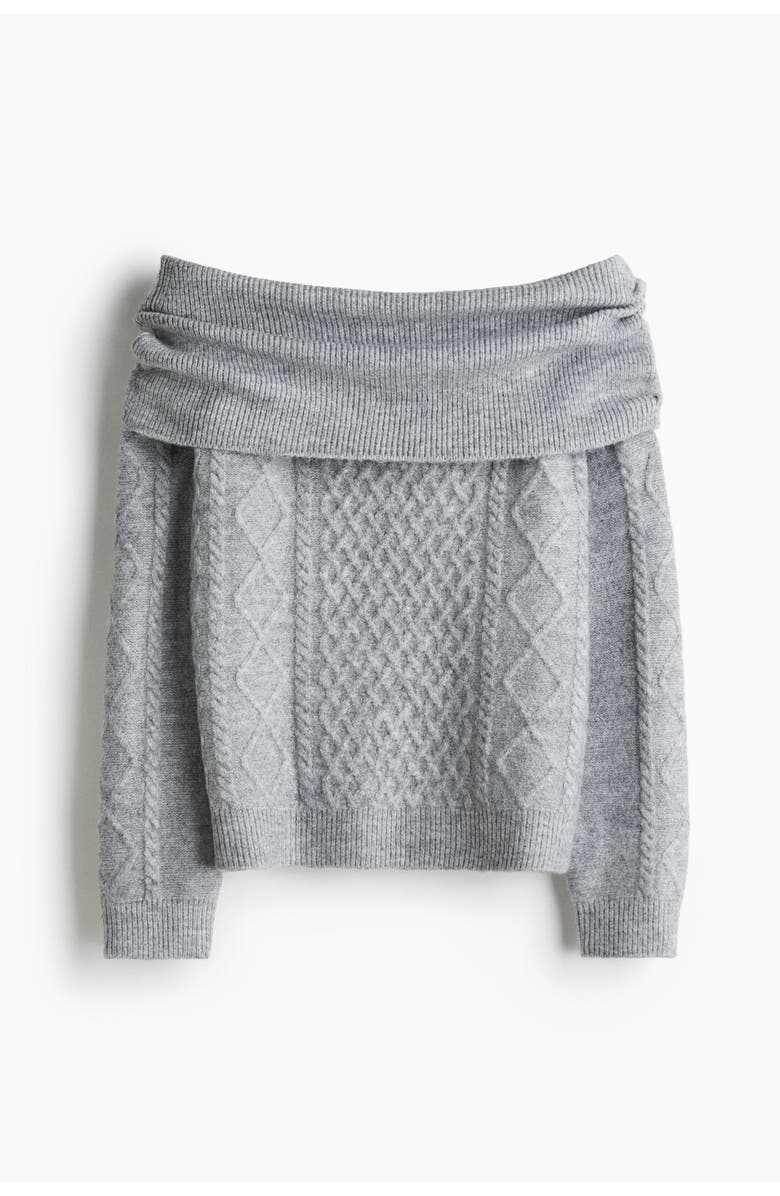 H&M Off-the-shoulder Jumper, Main, color, Gray Melange