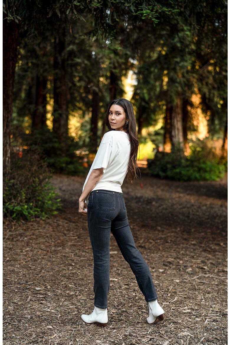 Wild West High Waist Straight Leg Ankle Jeans, Alternate, color, RINSED BLACK