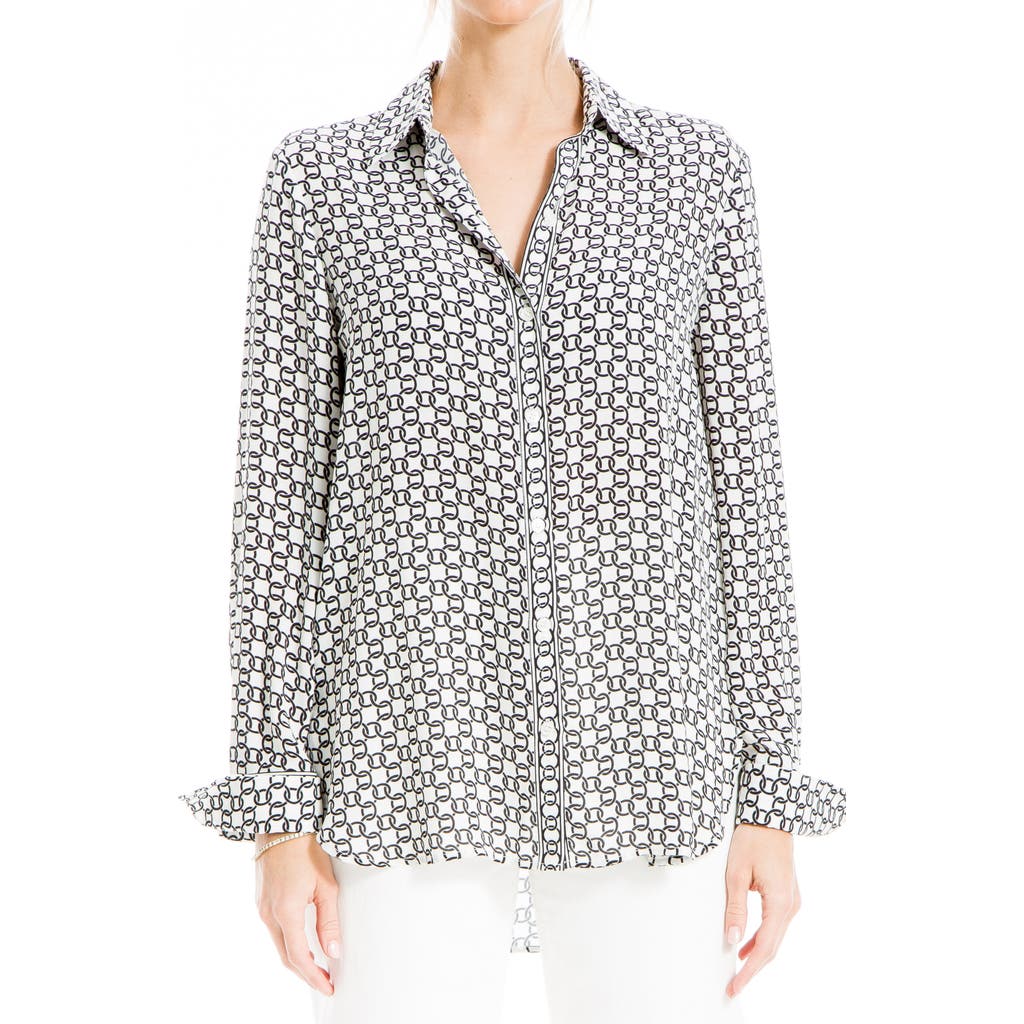 MAX STUDIO MAX STUDIO PRINTED LONG SLEEVE BUTTON-UP SHIRT