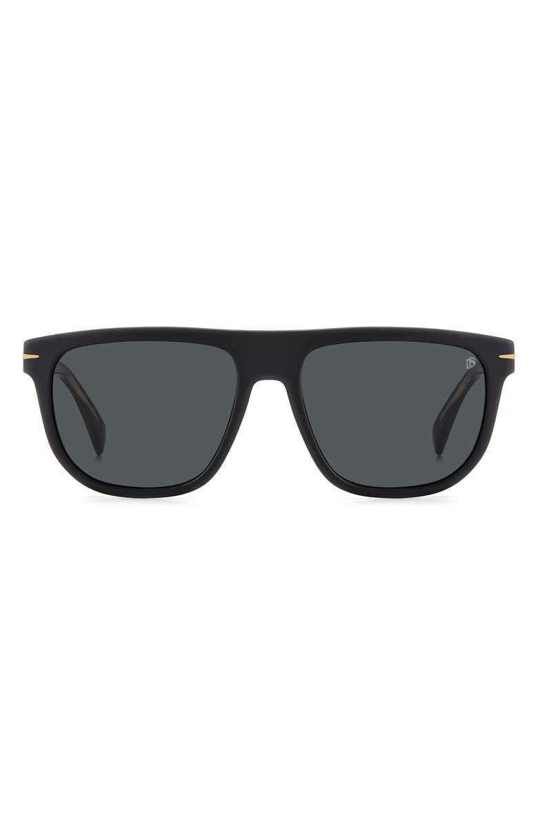 David Beckham Eyewear 56mm Square Sunglasses, Main, color, Matte Black Gold