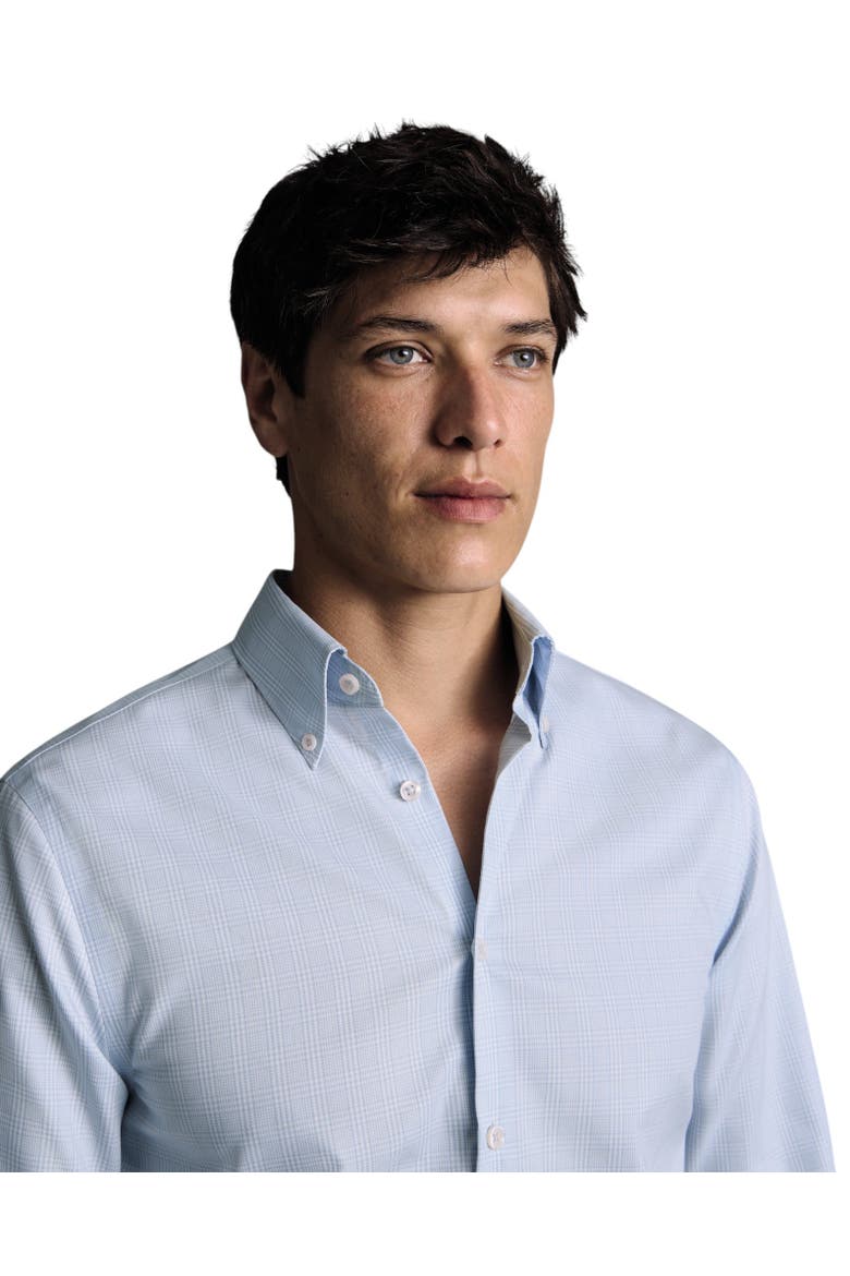 Button-Down Non-Iron Oxford Prince of Wales Check Shirt, Alternate, color, Light Blue